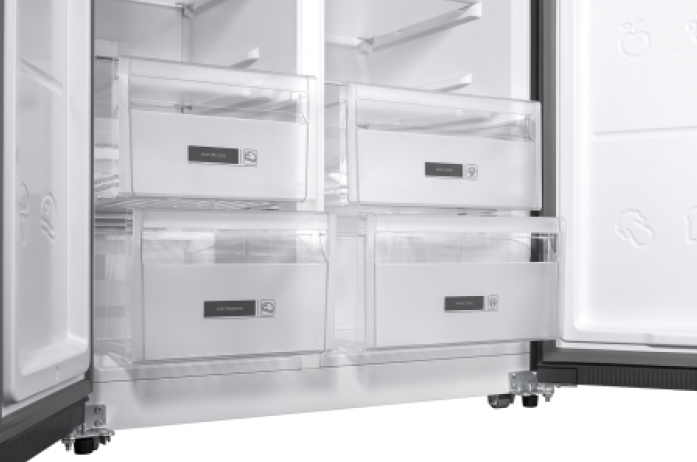 Холодильник Weissgauff WSBS 600 NoFrost Inverter Dark Grey Glass в магазине «На диване» в Хабаровске  — Выгодная цена