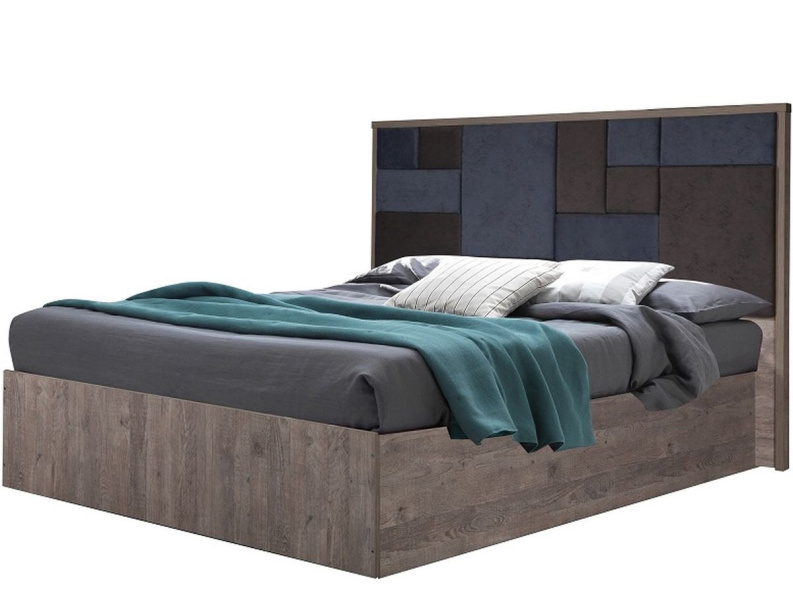 Кровать «Монако 1600» КМК 0673.2, Сосна натуральная/Onyx 17/Onyx 20