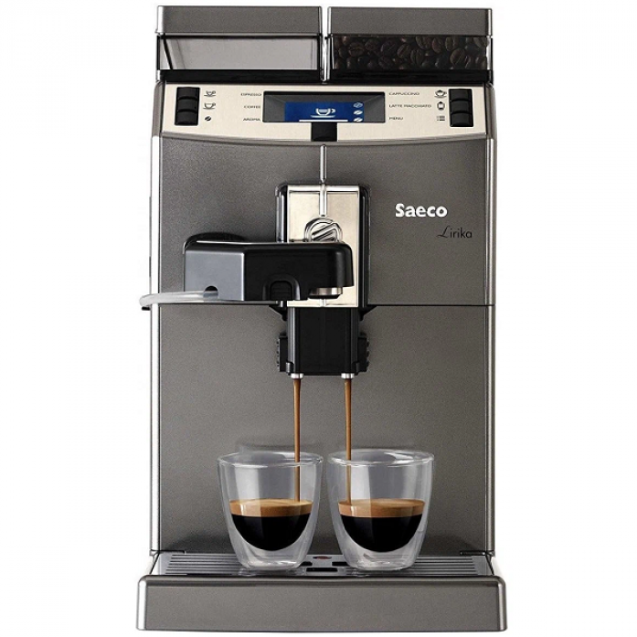 Кофемашина Saeco Lirika One Touch Cappuccino 9851/01 серебристый/черный
