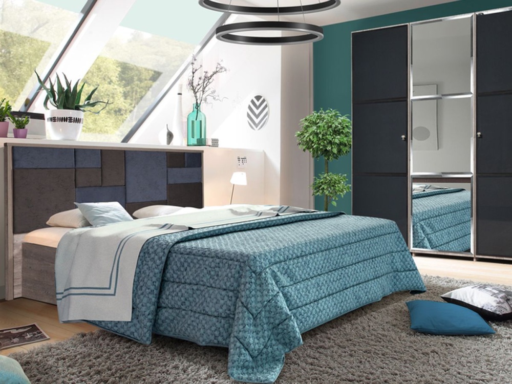 Кровать «Монако 1600» КМК 0673.2, Сосна натуральная/Onyx 17/Onyx 20 в магазине «На диване» в Хабаровске  — Выгодная цена