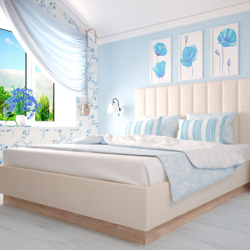 Кровать «Богуслава» М9 с ПМ 160x200, дуб баррика/велюр бежевый в магазине «На диване» в Хабаровске  — Выгодная цена
